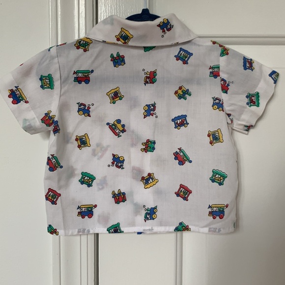 VTG boys trains button down shirt 90s Y2K - Picture 3 of 6